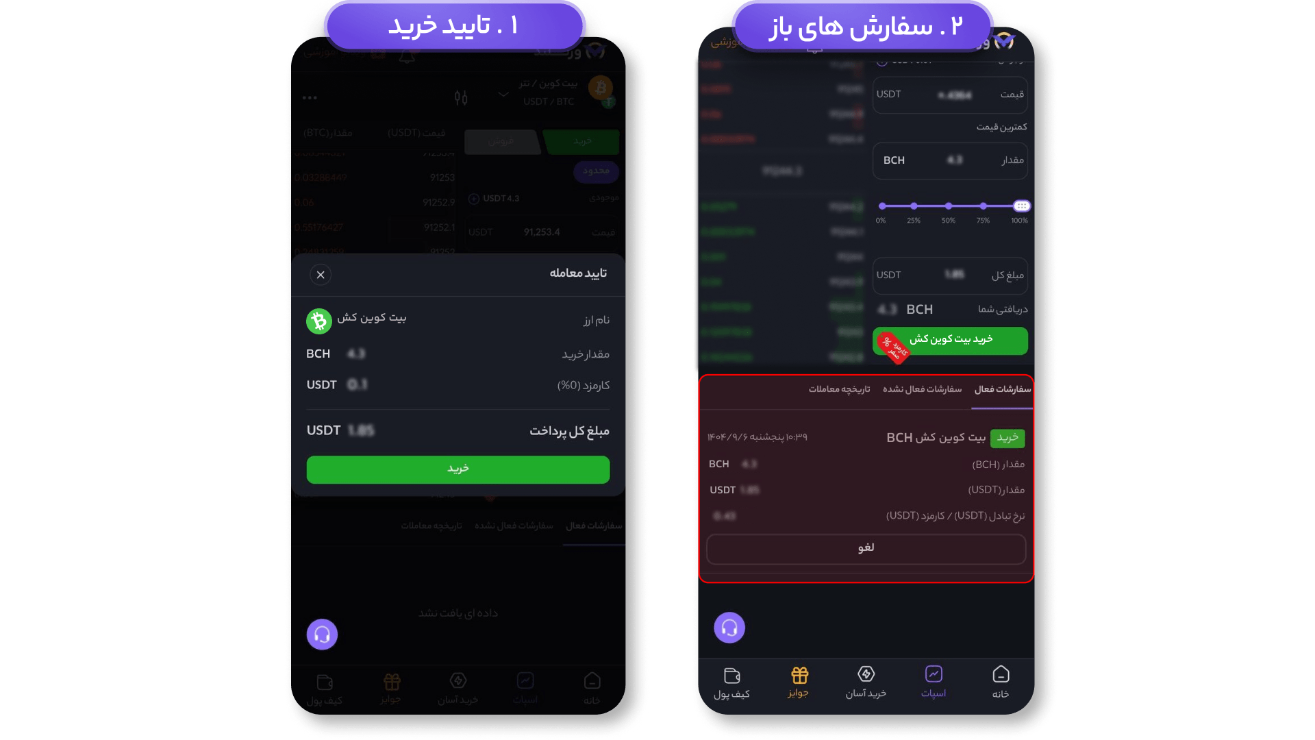 تایید خرید بیت کوین کش - صرافی ارزدیجیتال ورسلند