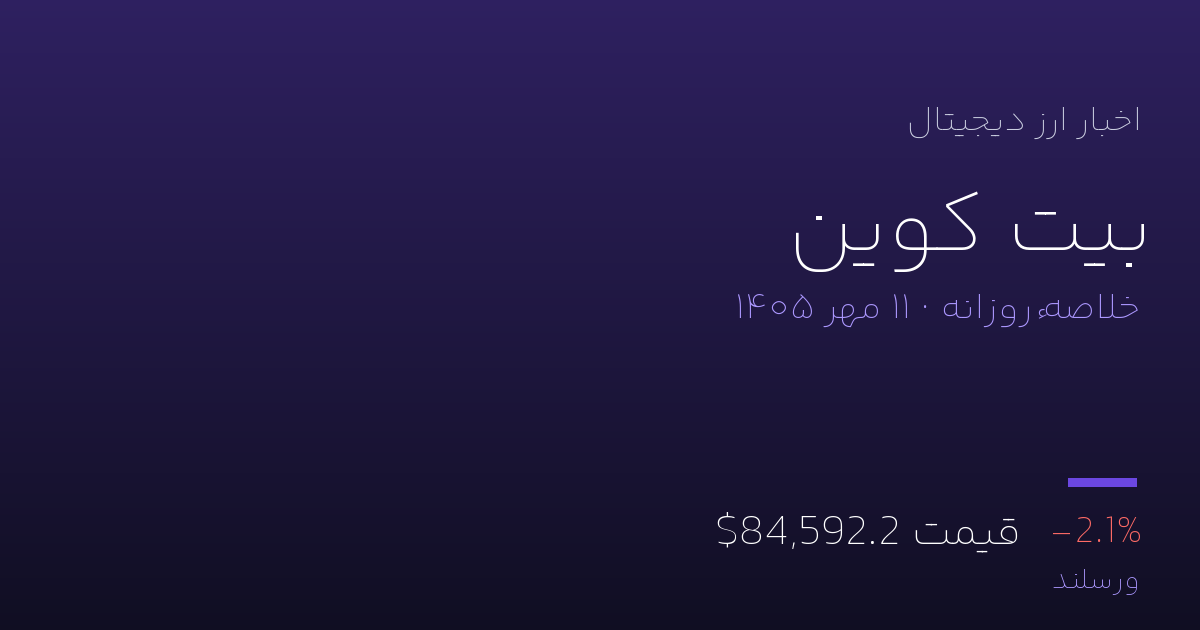 اخبار بیت کوین امروز شنبه ۱۱ مهر ۱۴۰۵